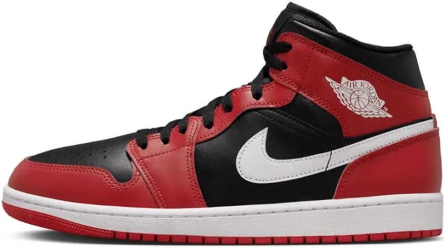 Nike Air Jordan 1 Mid Heren Sneakers � Rood Zwart Wit Doos zonder deksel - Foto 2