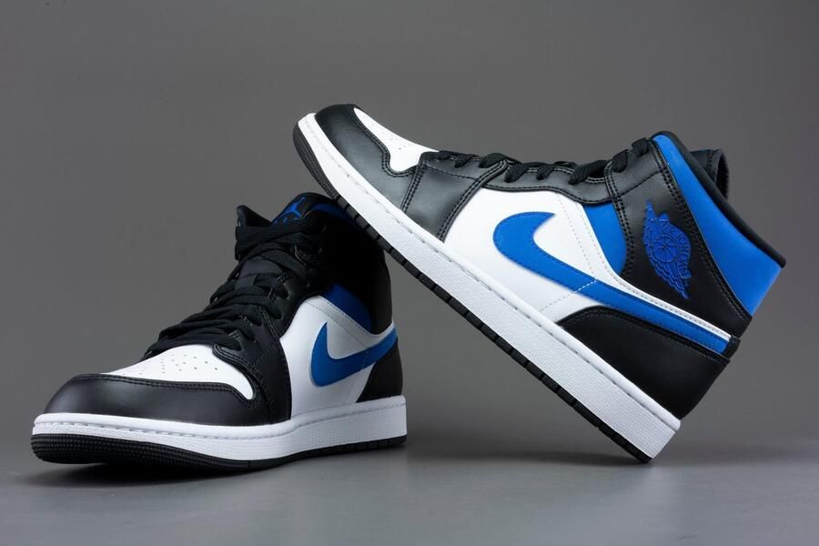 Air Jordan 1 Mid Nike White racer Blue-Black 554724 140 EUR - Foto 11