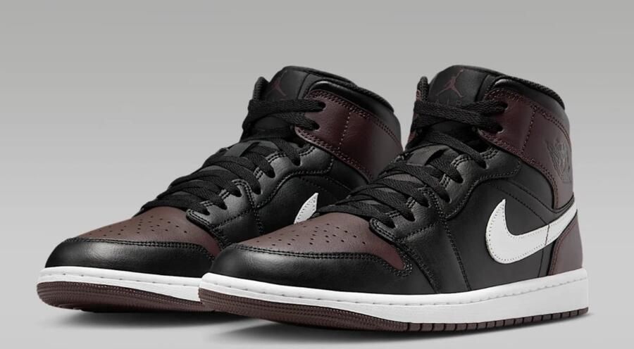 Nike Air Jordan 1 Mid Baroque Brown Black White Sneakers Doos Zonder Deksel - Foto 2