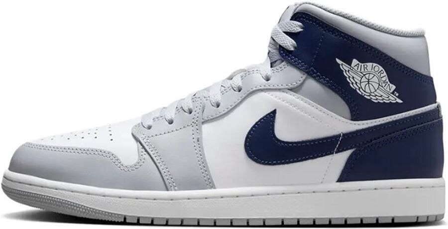 Jordan Herenschoenen Air 1 Mid White Wolf Grey Midnight Navy- Heren White Wolf Grey Midnight Navy