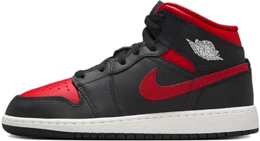 Nike Air Jordan 1 Mid Kinder Sneaker Zwart Rood - Foto 2