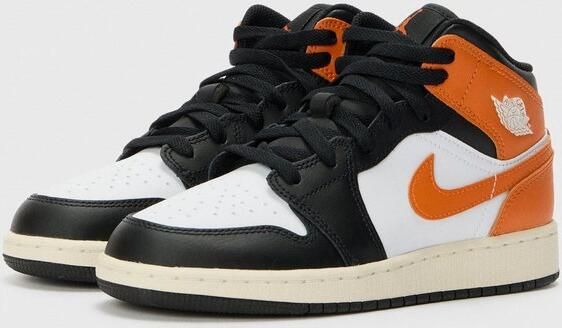 Nike Air Jordan 1 Mid Kinder Sneaker Zwart Wit Oranje - Foto 3