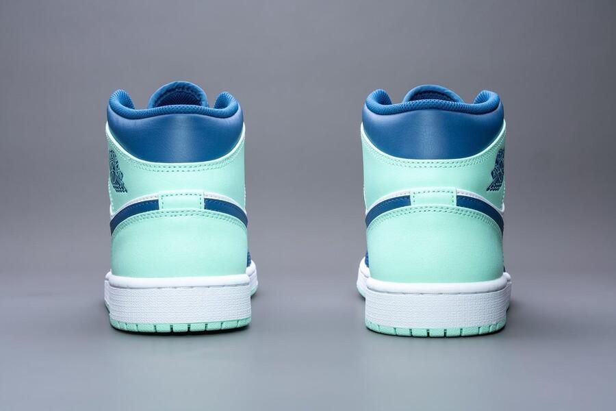 Jordan Air 1 Mid Mystic Navy Mint Foam White Schoenmaat 47 1 2 Sneakers 554724 413 - Foto 3