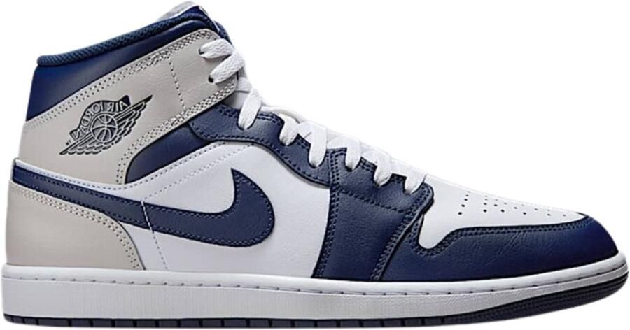 Nike Air Jordan 1 Mid Navy Wolf Grey Sneakers Heren Doos Zonder Deksel - Foto 2