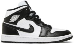 Jordan Air 1 Mid White White Black- White White Black