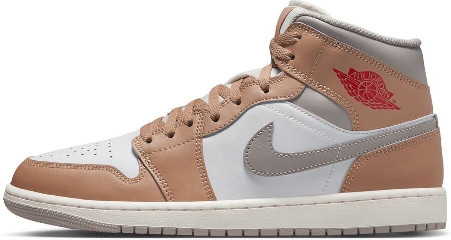 Nike Air Jordan 1 Mid Hemp Grey Fire Red Sneakers Doos Zonder Deksel