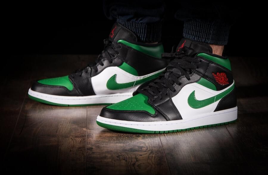 Nike Air Jordan 1 Mid Retro Sneaker Groen Zwart Wit