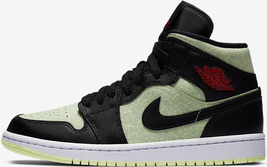 Nike Air Jordan 1 Mid SE Black Barely Volt White Chile Red Zwart Geel Air Jordan 1 Lifestyle Dames Sneakers voor Vrouwen