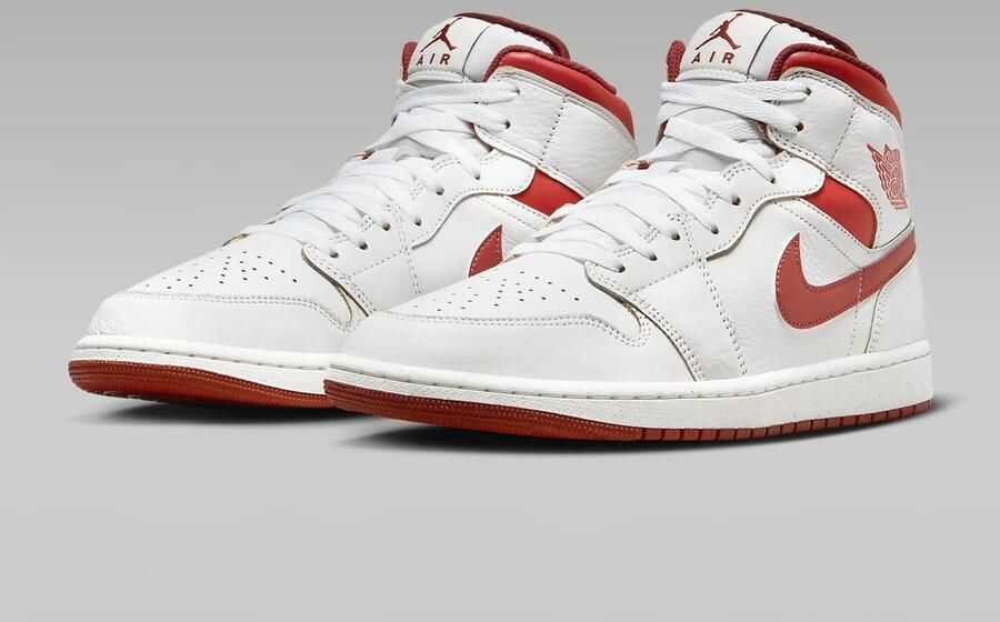 Jordan Air 1 Mid Heren White Dune Red Sail Lobster- Heren White Dune Red Sail Lobster - Foto 2