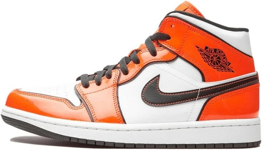 Nike Hoge Sneakers Baskets Air Jordan 1 Mid Turf Orange cuir blanc