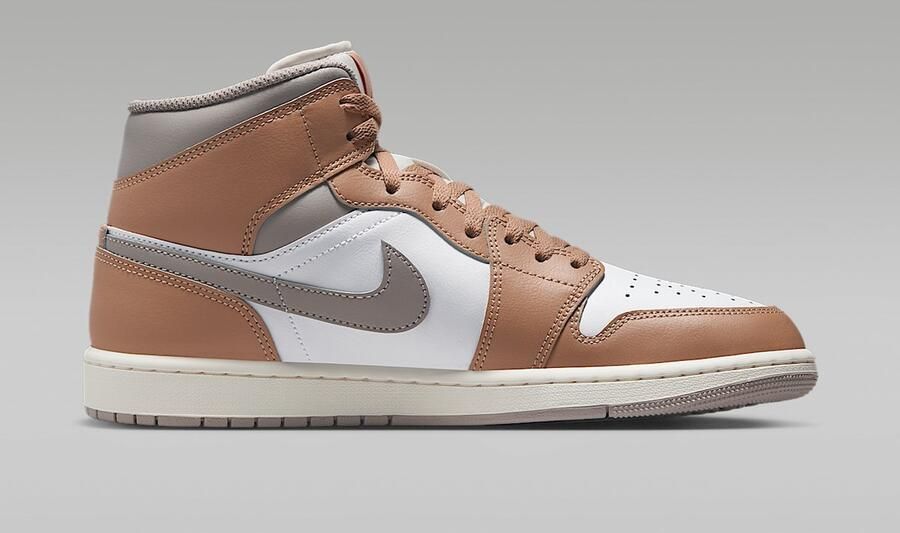 Nike Air Jordan 1 Mid -Sneaker Beige Wit Grijs Unisex Doos zonder Deksel - Foto 2