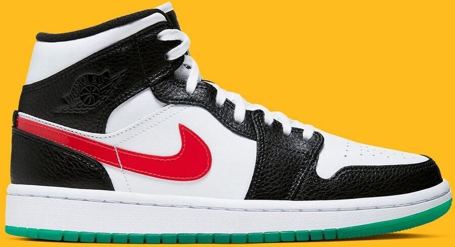 Nike Air Jordan 1 Mid Sneaker Wit Zwar Geel Rood Doos Zonder Deksel Limited edition