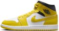 Jordan Air 1 Mid White Black Vivid Sulphur- White Black Vivid Sulphur - Geel