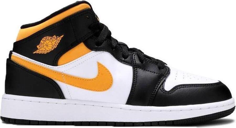 Nike Air Jordan 1 Mid Zwart Geel Wit SNEAKERS
