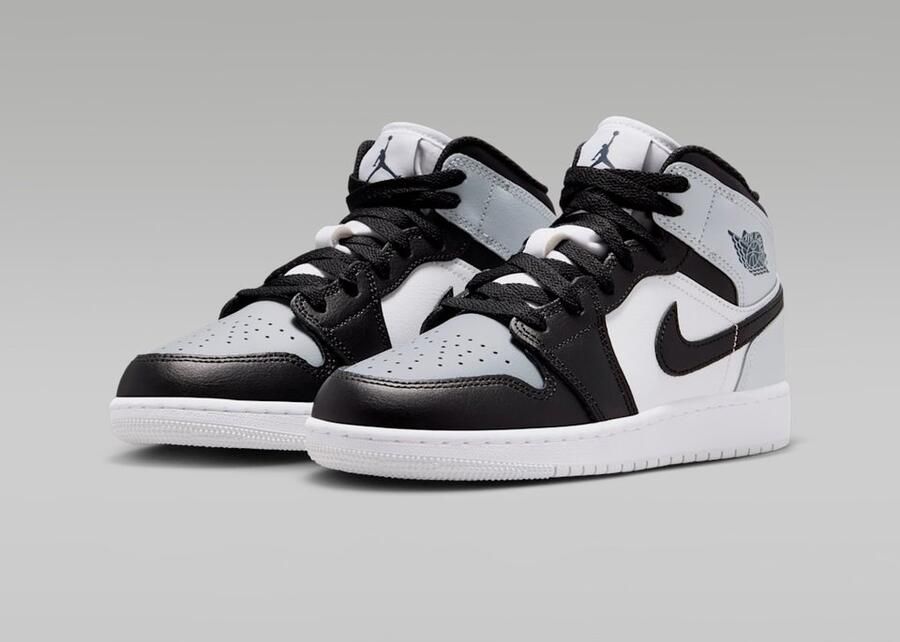 Nike Air Jordan 1 Mid Sneakers Unisex Wit grijs zwart Doos Zonder Deksel