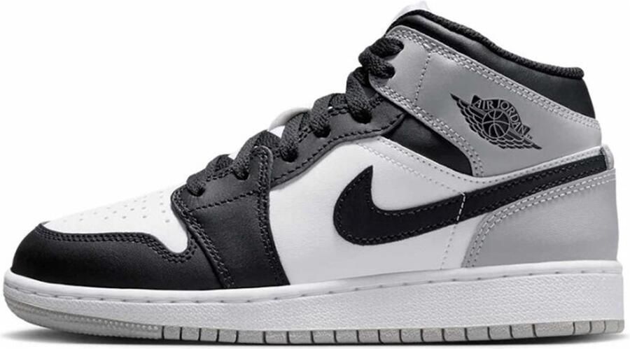 Nike Air Jordan 1 Mid Sneakers Unisex Wit grijs zwart Doos Zonder Deksel - Foto 2