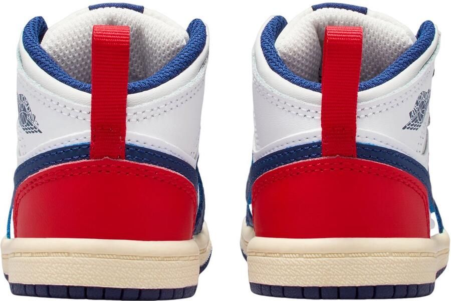 Nike Air Jordan 1 Mid TD White University Red Neutral Grey Deep Royal Blue Wit Rood Blauw Jordan Lifestyle Peuter Sneakers voor en