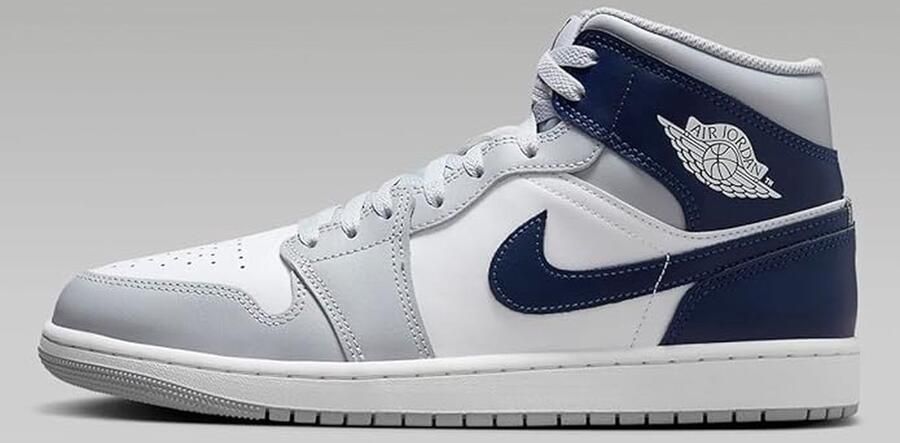 Jordan Herenschoenen Air 1 Mid White Wolf Grey Midnight Navy- Heren White Wolf Grey Midnight Navy - Foto 3