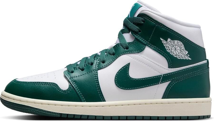Nike Air Jordan 1 Mid Donkergroen Wit Gebroken Wit Sneakers Unisex Doos Zonder Deksel