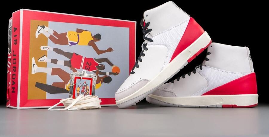 Jordan Wmns Air 2 Retro Se X Nina Chanel White Gym Red White Gym Red Schoenmaat 40 1 2 Sneakers DQ0558 160 - Foto 9