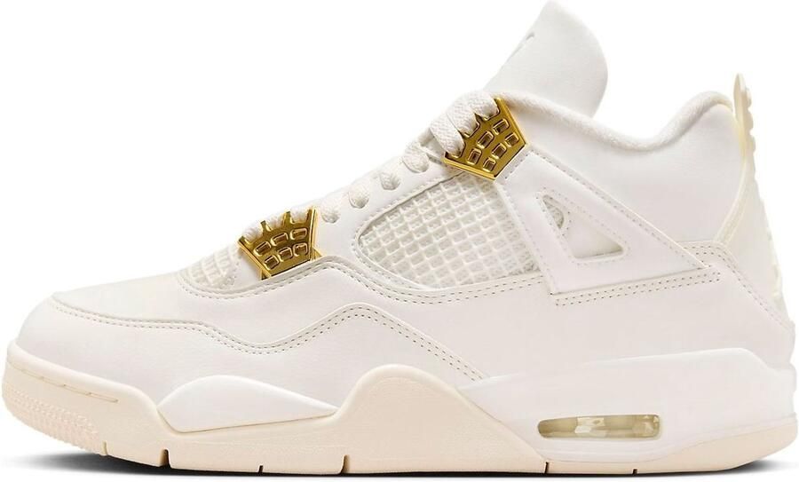 Nike Jordan Air Jordan 4 Retro Sneakers White Metallic Gold Wit Goud Jordan 4 Lifestyle Dames