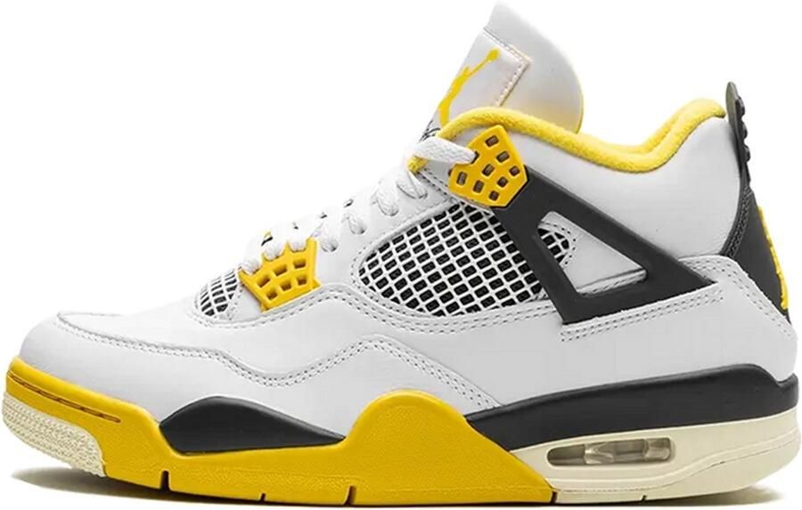 Jordan Nike Air 4 Retro Sneakers Wit Geel Zwart Exclusief - Foto 3