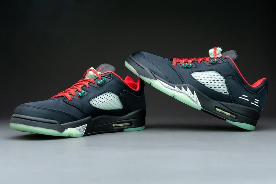Jordan Air 5 Retro Low Sp Clot Black Classic Jade Fire Red Schoenmaat 35 1 2 Sneakers DM4640 036 - Foto 5