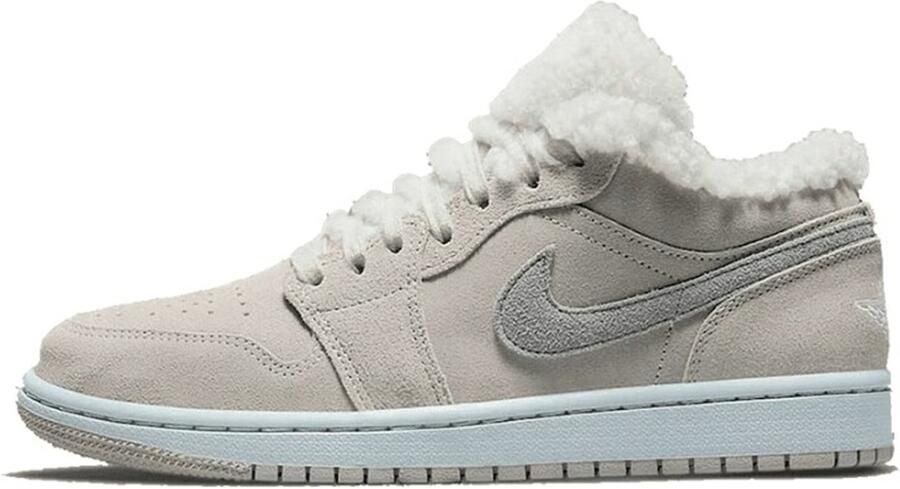 Nike Women's Air Jordan 1 Low Sherpa Fleece 'College Grey' Sneakers Unisex - Foto 2