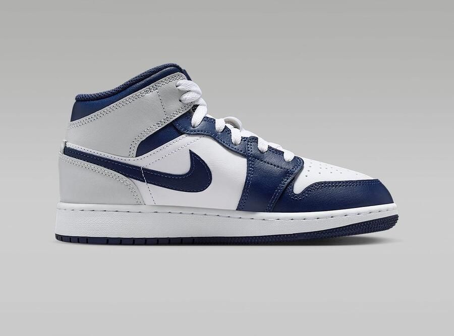 Nike Jordan 1 Mid Heren Sneaker Wit Blauw Doos zonder deksel