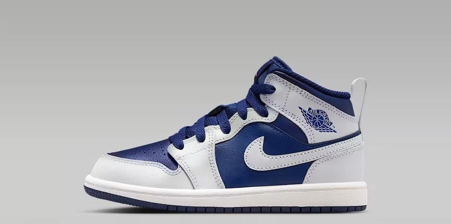 Nike Jordan 1 Mid Kinder Sneakers Licht Blauw Donker Blauw Leer