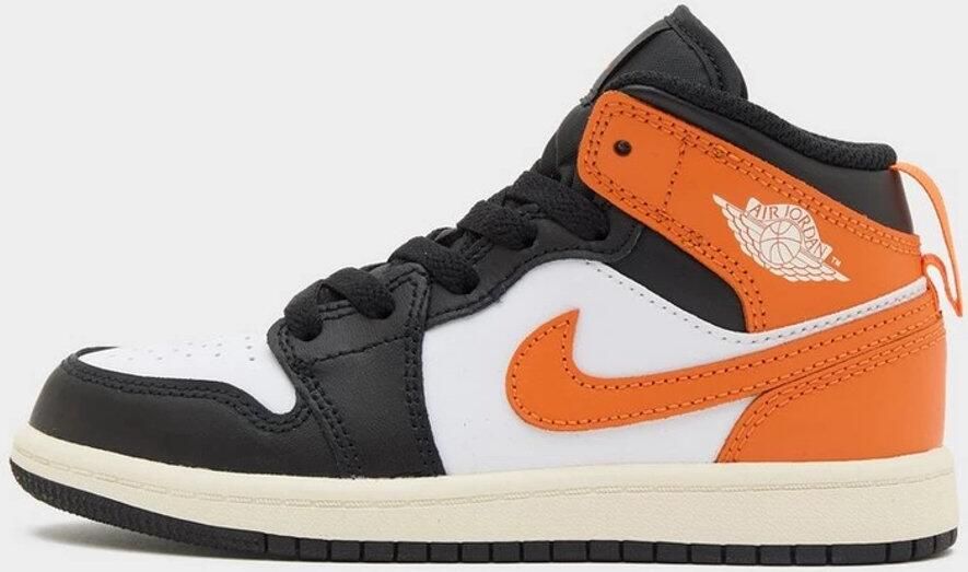 Nike Jordan 1 Mid (PS) Sneaker Zwart Oranje Wit Doos zonder deksel