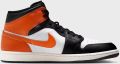 Nike Jordan 1 Mid Wit Zwart Oranje Sneakers Unisex - Zwart