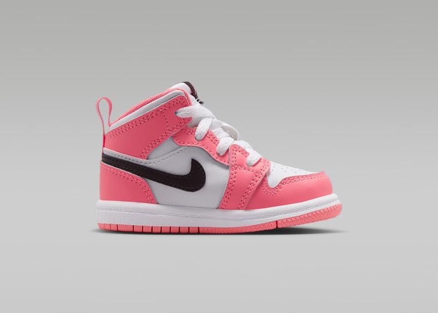 Nike Jordan 1 Mid TD Babysneakers 23.5 Pink Gaze Black-White Roze Zwart Wit Jordan Lifestyle - Foto 2