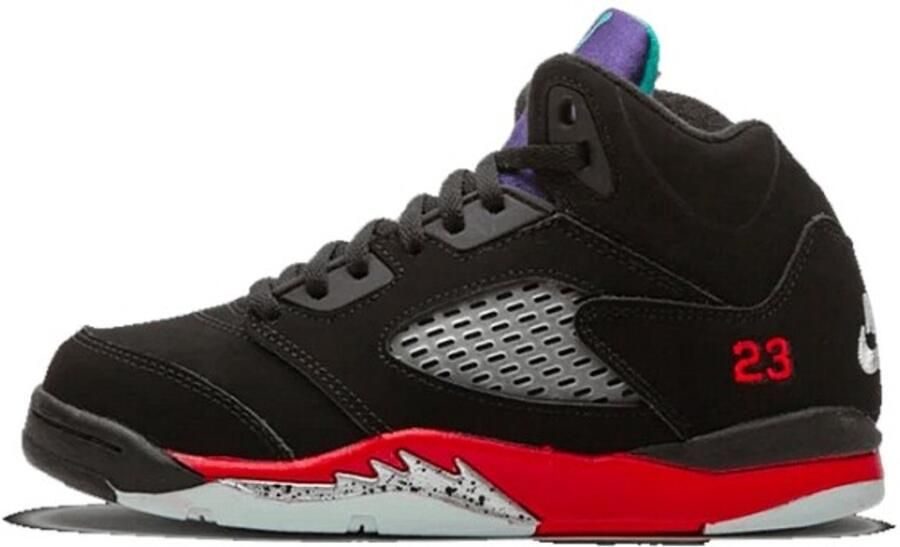Air Jordan Nike Jordan 5 Retro Black Fire Red Grape Ice New Emerald Zwart Rood 5 Lifestyle Kinder Sneakers voor en