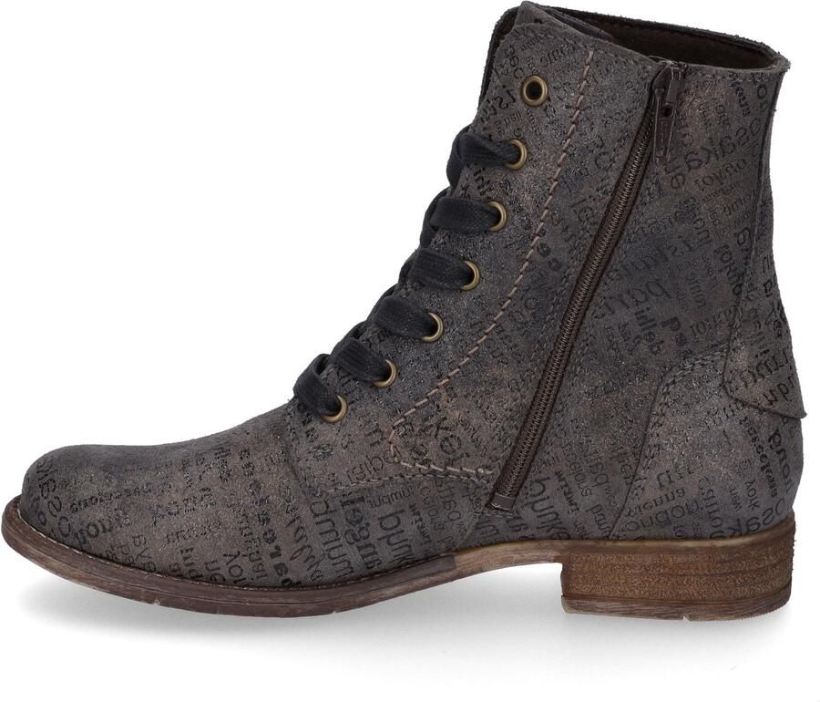 Josef Seibel Hoge veterschoenen SIENNA 82 met modieuze krantenprint