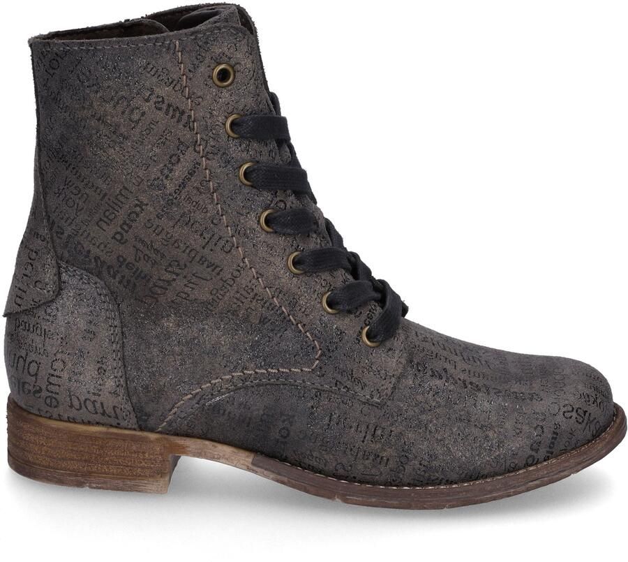 Josef Seibel Hoge veterschoenen SIENNA 82 met modieuze krantenprint