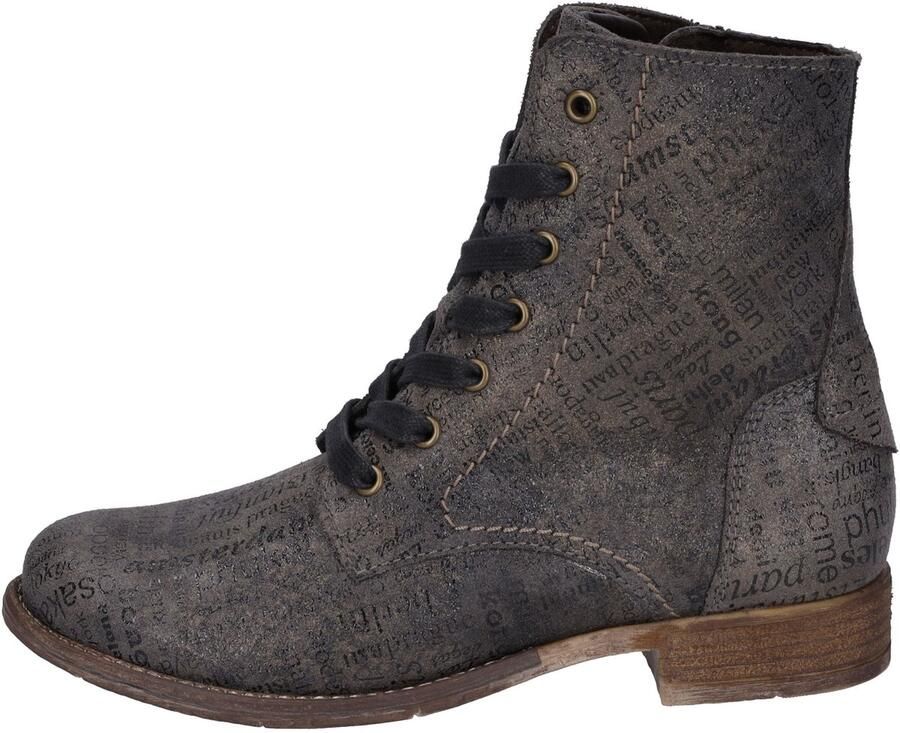 Josef Seibel Hoge veterschoenen SIENNA 82 met modieuze krantenprint