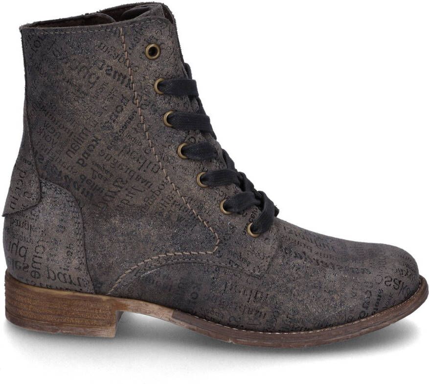 Josef Seibel Hoge veterschoenen SIENNA 82 met modieuze krantenprint