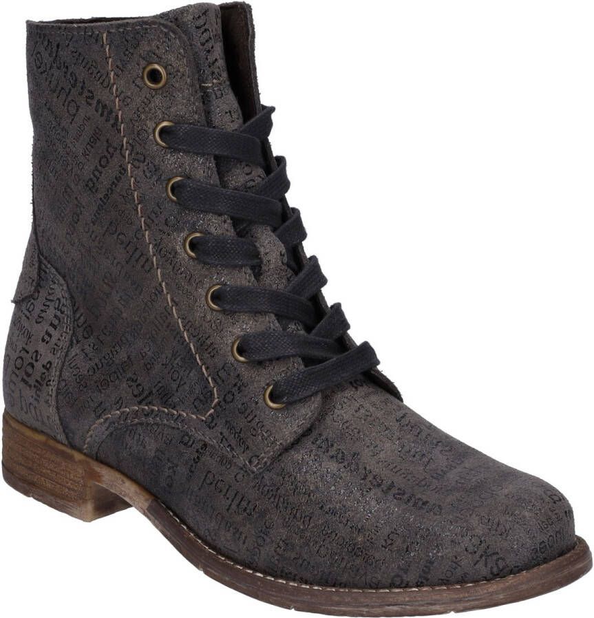 Josef Seibel Hoge veterschoenen SIENNA 82 met modieuze krantenprint