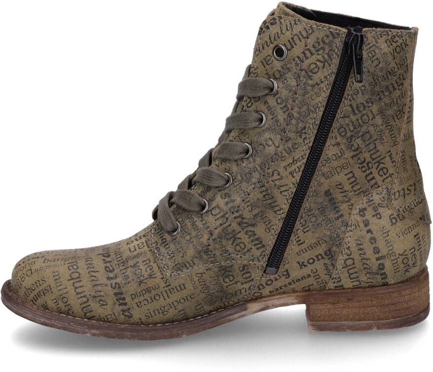 Josef Seibel Hoge veterschoenen SIENNA 82 met modieuze krantenprint