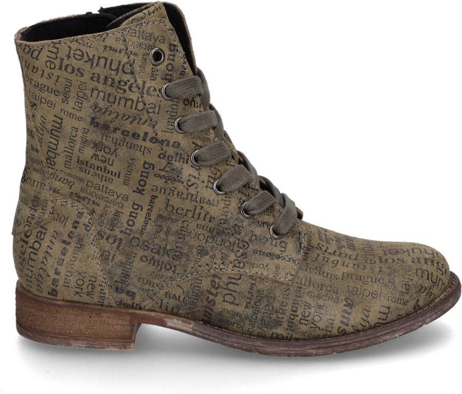Josef Seibel Hoge veterschoenen SIENNA 82 met modieuze krantenprint