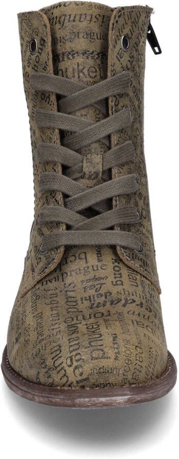 Josef Seibel Hoge veterschoenen SIENNA 82 met modieuze krantenprint