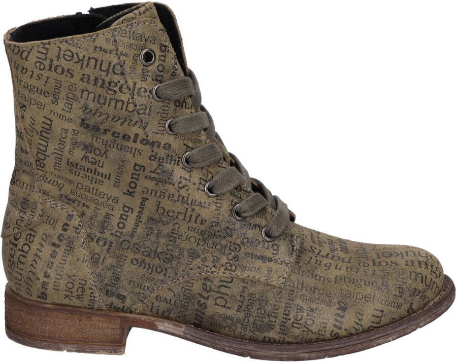 Josef Seibel Hoge veterschoenen SIENNA 82 met modieuze krantenprint