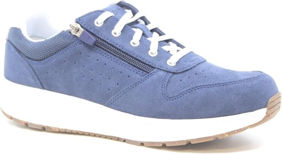 Joya DYNAMO ZIP D. Blue JY054A Blauwe sneaker met schokdempende PU zolen wijdte H