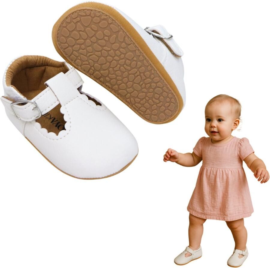 JOYAKIDS Joya Kids Baby Schoentjes Wit Meisje Witte Kinderschoenen met Rubberen Zool Zomer en Winter Schoentjes Meisjes Eerste Stapjes Anti-Slip Zool Imitatieleer Voor Baby's van Oud