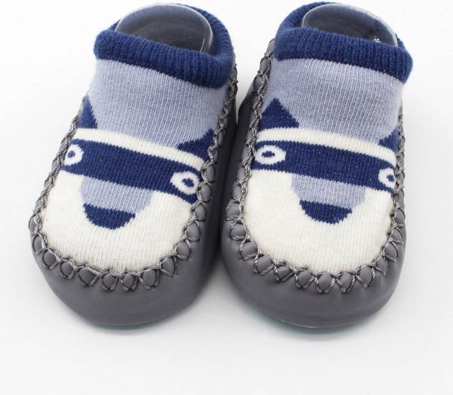 Jumada ´s Baby Sokjes van een half jaar tot Slofsokken Sloffen Antislip Blauw Grijs