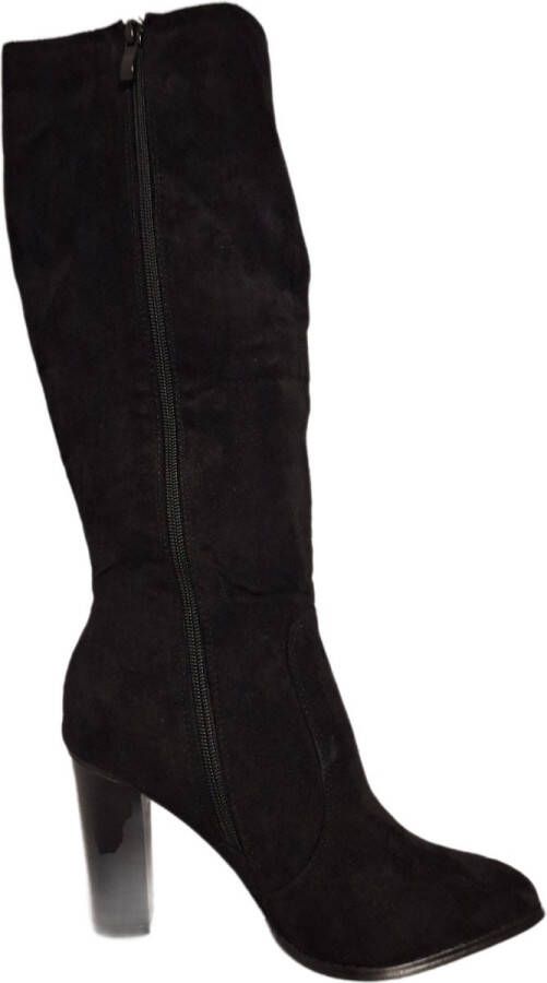 Jumex -KLASSIEKE LAARS-IMITATIESUEDE-HAK -BLACK