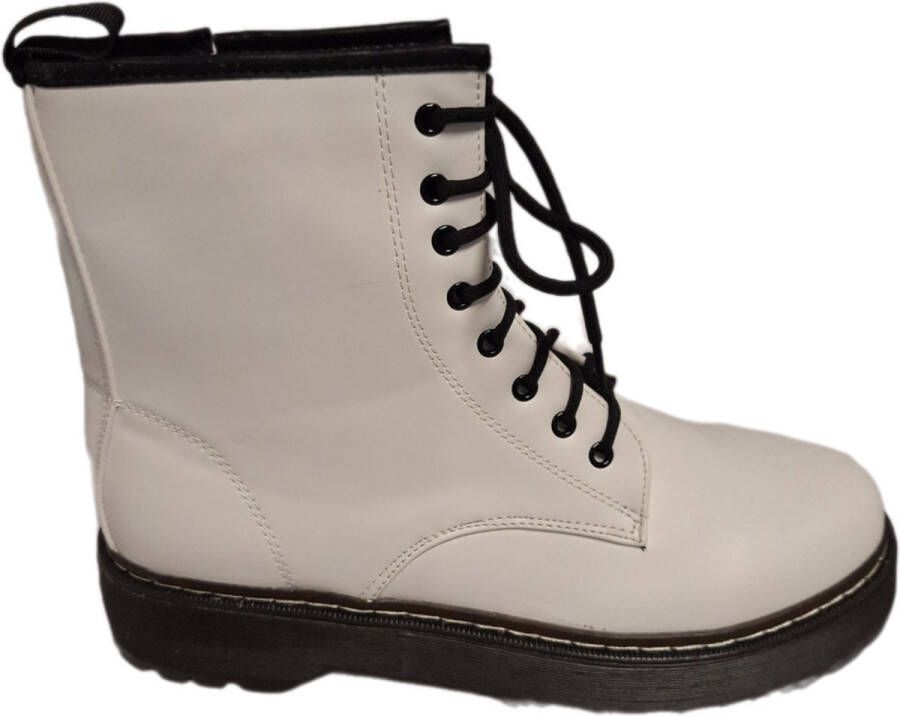 Jumex -WHITE- IMITATIELEER VETERBOOTS DR. MARTENS STYLE