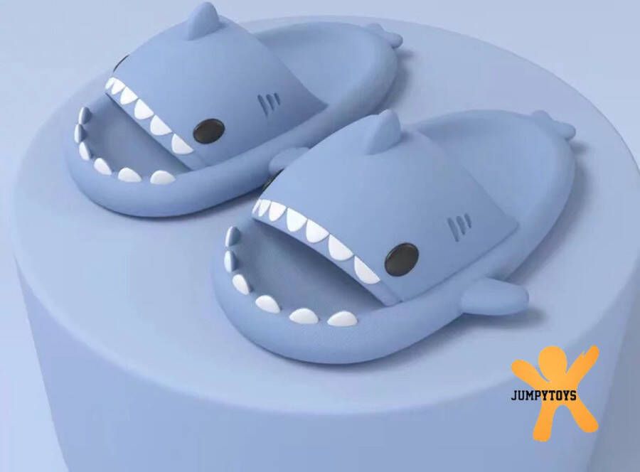 Sharkyslides Jumpytoys S JUMPYTOYS Badslippers Haai Slippers Kerstcadeau X-mas gift Kerstmis EVA Product BLURRY BLUE