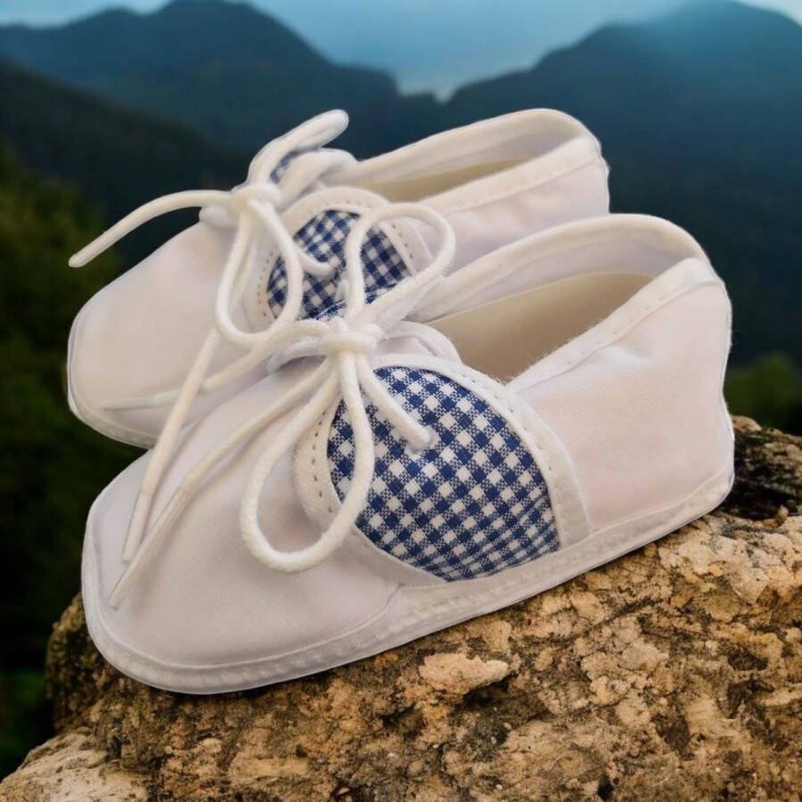 Junior joy Babyschoenen blauw ruitje newborn